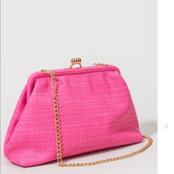 Francesca's Collections Handbags - Francesca’s Collections fuscia pink Sophie Frame Chain Clutch Crossbody Bag Purs